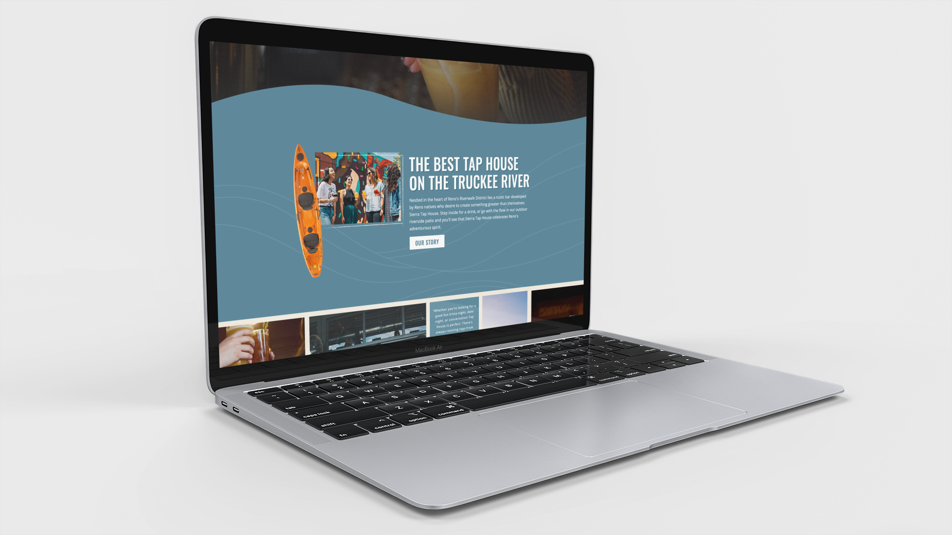 Macbook displaying the website of Sierra Tap House.
