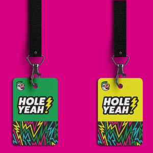 2 Lanyard Mockups on a Hot Pink Background