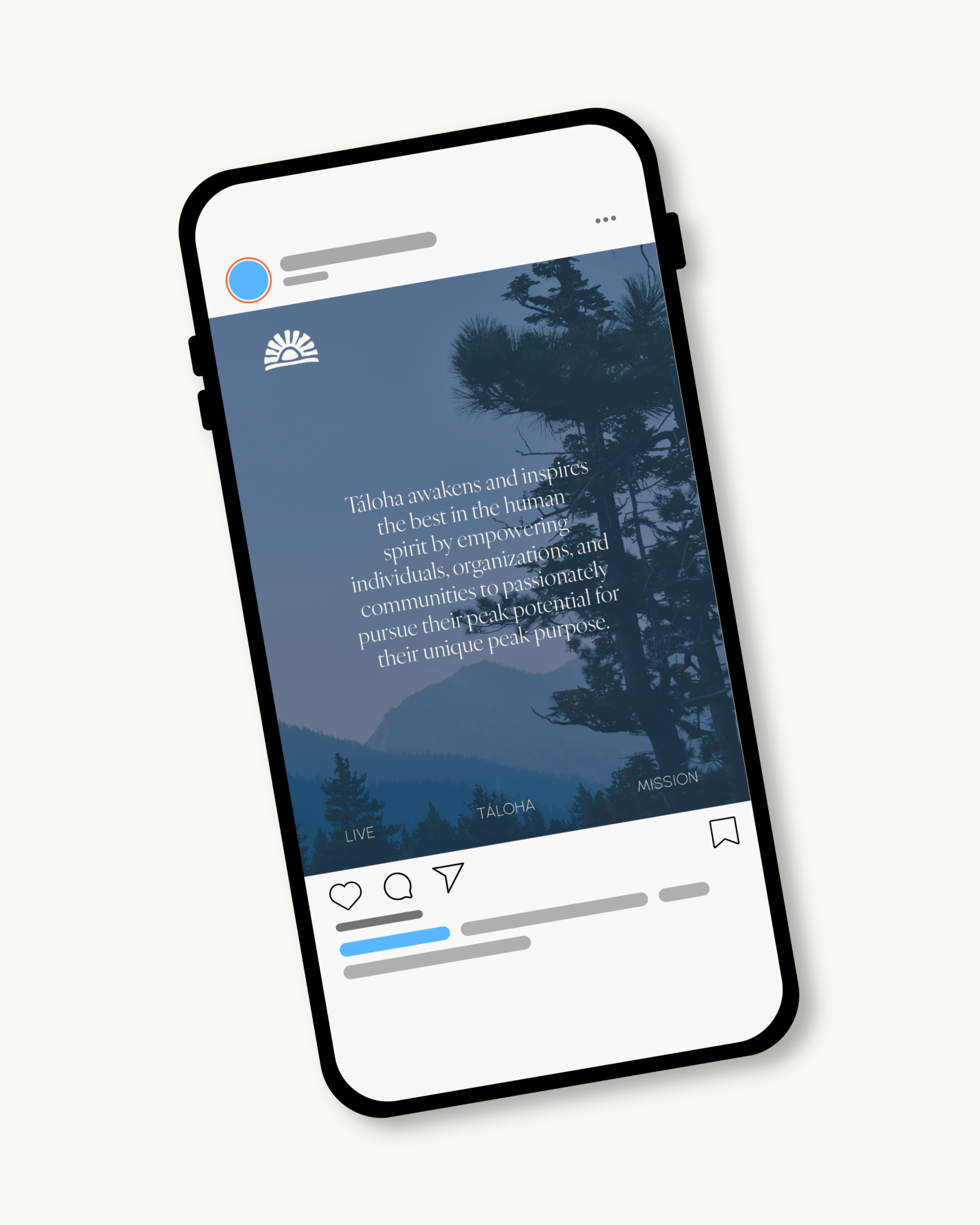 Live Táloha Social Media on a Phone Mockup
