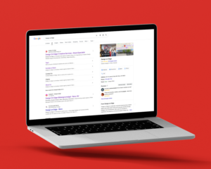 Design on Edge google search results on laptop screen