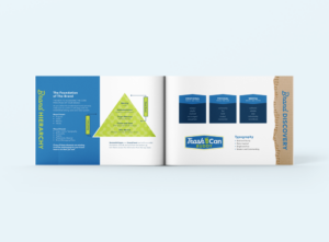 mockup of an open horizontal brand booklet